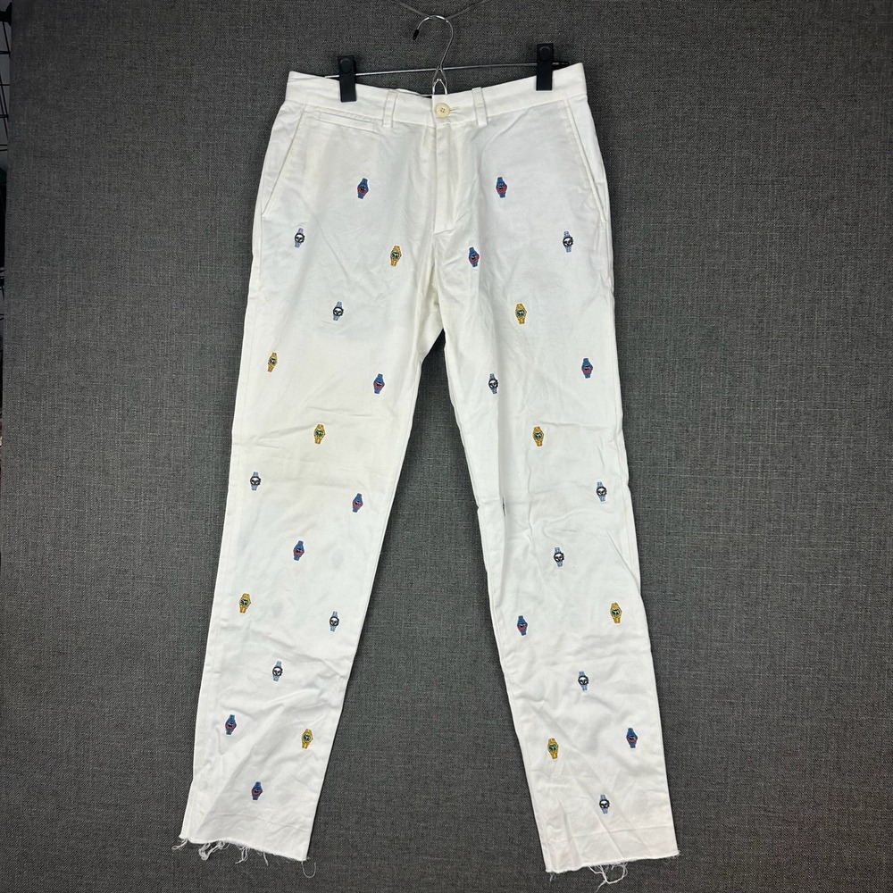 Rowing‎ Blazers New York Embroidered Watch Print White Chino Pants Mens Size 28